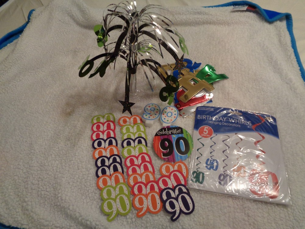 Bundle Lot of 90th Birthday Decorations