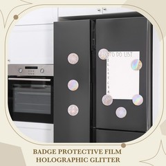 200 Pcs Badge Protective Film 35mm (1.38 in), 8 Styles of Holographic Glitter…