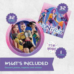 Kpop Plates and Napkins – 32 Pack | Dessert-Sized | Kpop Demon Hunters Birthday