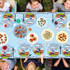 Charming Train Pattern Disposable Plates and Napkins for Birthday Parties