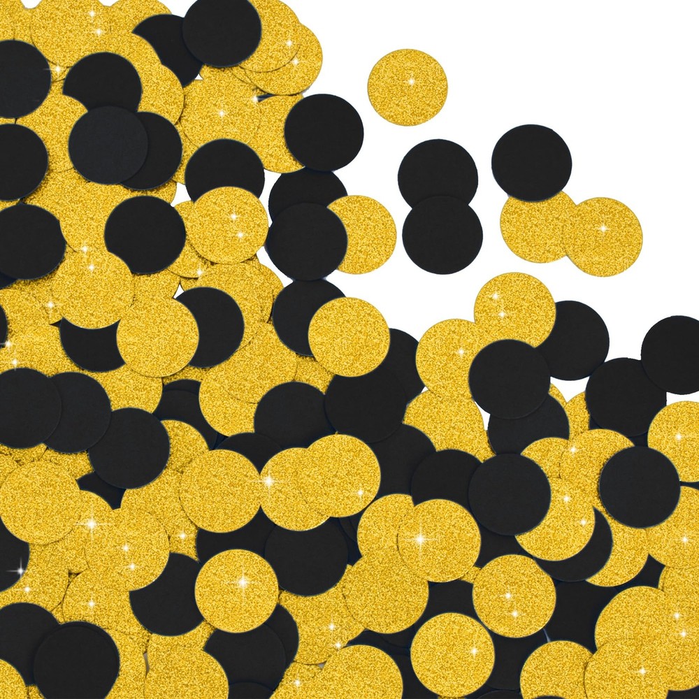 300 PCS Glitter Gold Black Table Confetti Paper Circle Dots Birthday Party