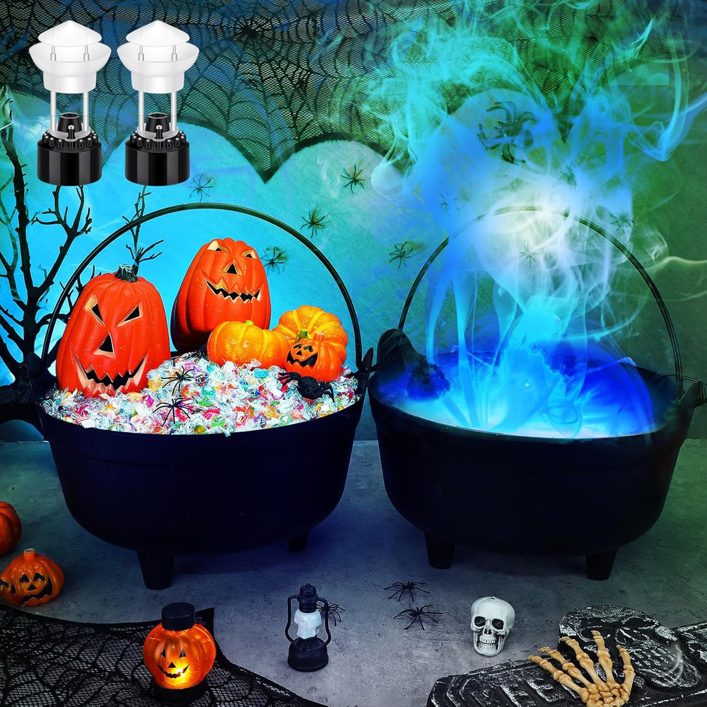 4 Pcs 14» LED Halloween Witches Cauldron Fogger Candy Buckets