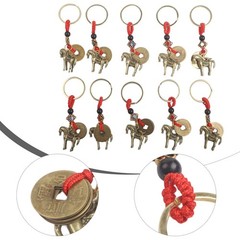Feng Shui Charm Brass Horse Keychain Feng Shui Figure Metal Alloy Finish