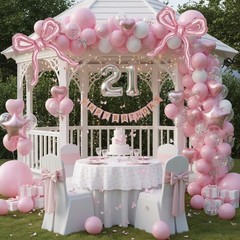 5pcs Light Pink Bow Balloons Coquette Decorations, Giant Pearl Baby Pink Bow …