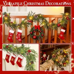 Prelit & Timer – 6FT Christmas Garland with Lights, Real Touch Norfolk Pine