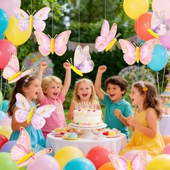 10 Pcs Butterfly Party Decorations 3D Hanging Birthday Decorations