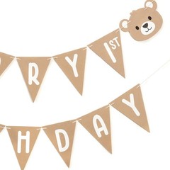 Beary 1st Birthday Banner – Neutral Bear Theme Party Banner, Boy Decoration, …