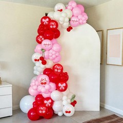 Cherry Balloons, Red Pink White Confetti Latex Balloons with Cherry Foil Ball…