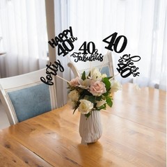 15 Pack Black 40th Birthday Centerpiece Sticks «Cheers to 40th Years»