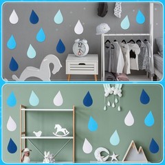 120 PCS Blue Paper Raindrop Cutouts 4 Inch Die Cut Shapes School Party Decor