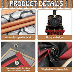 Train Party Decoration Train Hanging Banner Railroad Track Aisle Polyester Fabri
