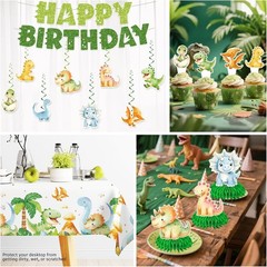 201Pcs Dinosaur Birthday Decorations Tableware Set Serve 25, Dinosaur Decorat…