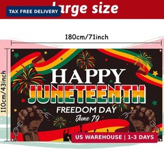 Happy Juneteenth Backdrop Banner 71 x 43 Inch June 19th Freedom Day Background P