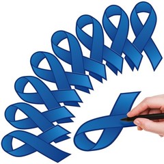 100 PCS Large Dark Blue Colon Cancer Abuse Awareness Ribbon Cutouts 2 Markers