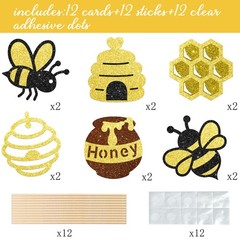 Honey Bee Party Centerpiece Sticks Glitter Bee Birthday Decorations 12PCS Hap…