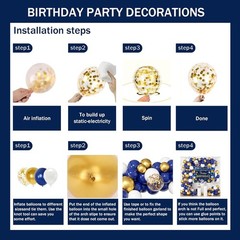 Blue and Gold Birthday Decorations for Men Women, Happy Birthday Decorations …