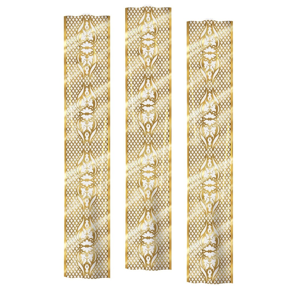 Beistle Lattice Party Panels 3 Piece, 12″ x 6′, Gold/Brown