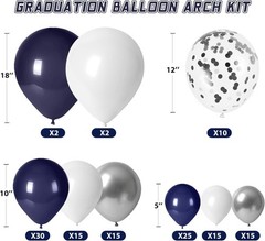 133PCS 2026 Graduation Decorations Blue Balloon Arch Kit 4 Boxes Class Of 2026