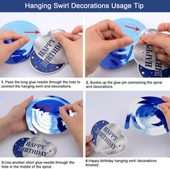 Blue Birthday Decorations for Men, Birthday Party Decorations for Men Women Boys