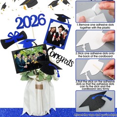 2026 Graduation Decorations 30 Pcs Glittering Graduation Centerpiece for Tabl…