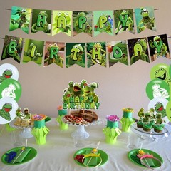 Frog Party Decorations – Kermit Birthday Supplies, Banner, Cake Topper, 24 Cupca