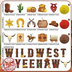 Adecortalk 16 Pcs Western Party Decorations Wild West Yee Haw Banner and Hang…