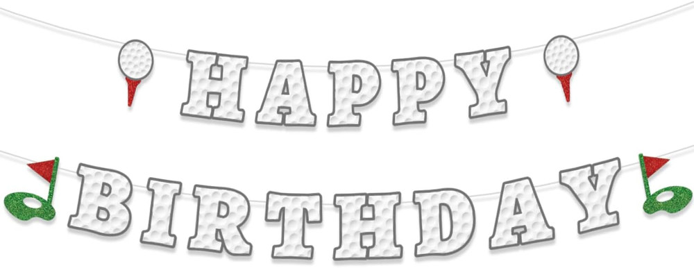 Golf Happy Birthday Banner, Pre-Strung Golf Ball Texture Birthday Party Decorati