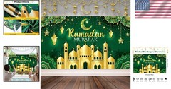 Eye-Catching Muslim Ramadan Photo Backdrop with Stars and Crescent Moon