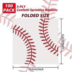 Vibrant Red and White Baseball Napkins for 100-Count Birthday Celebrations