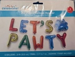 Pet Birthday Party Celebration Let’s Pawty Balloon Banner Decorations NIB