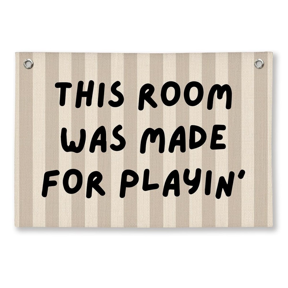 «Blue Striped Wall Hanging Banner for Kids Room Playroom Decor, 20×30 Inch»