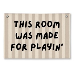 «Blue Striped Wall Hanging Banner for Kids Room Playroom Decor, 20×30 Inch»