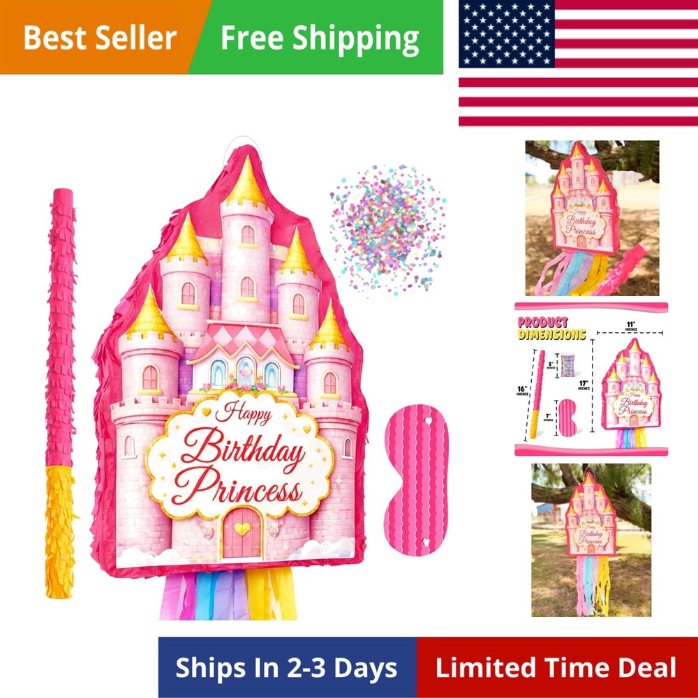 Happy Birthday Pinata 4 Piece Set, 11″x17″ Perfect For Girl Party Decorations…