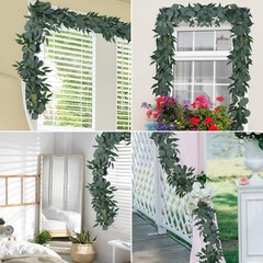 2Pack Artificial Eucalyptus Garland with Willow Leaves 6Feet Fake Hanging Plant