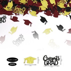 200 PCS Maroon Gold Graduation Confetti Class Of 2026 Glitter Table Scatter