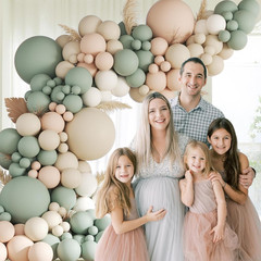 149Pcs Neutral Balloon Arch Kit, Sage Green Balloon Arch Kit with Nude White San