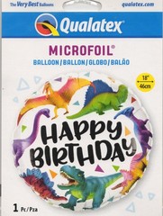 Qualatex Microfoil Happy Birthday Dinosaur Foil Balloon 18″ (46cm)