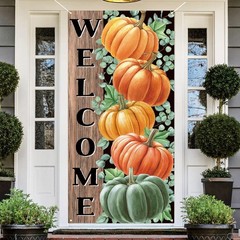 Fall Decorations Pumpkin Door Cover Banner Autumn Thanksgiving Gift 36″x72″