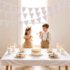 16Ft Boho Fabric Triangle Flags Banner 3 Pcs – Cloth Bunting Garland Streamer fo