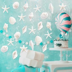 60Pcs Seashell Hanging Swirls Coastal Beach Birthday Party Ceiling Swirls Dec…