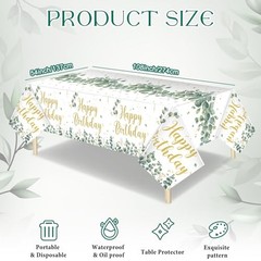 3 Pcs Sage Green Disposable Tablecloth Happy Birthday Table Cover 54 x 108