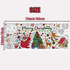 75″x30″ Christmas Giant Coloring Tablecloth for Kids,DIY Art Supplies for Party