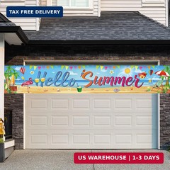 Hello Summer Beach Banner, Summer Party Decorations Outdoor Tropical Pool Luau S