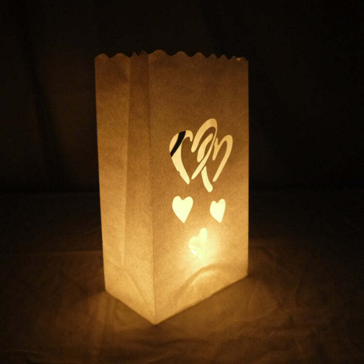 Quasimoon Double Heart Paper Luminaries / Luminary Lantern Bags Path Lighting…