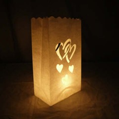 Quasimoon Double Heart Paper Luminaries / Luminary Lantern Bags Path Lighting…
