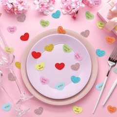 200 PCS Glitter Valentines Day Conversation Candy Heart Table Confetti