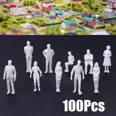 100pcs 1:75 Scale Plastic Model Railway Miniature White Figures Unpainted