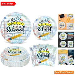 75-Piece Back to School Tableware Set – Homework Prints & Disposable Dinnerware