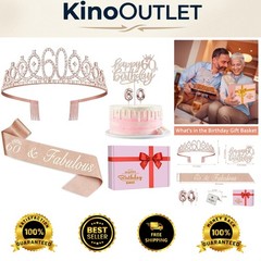 Complete 60th Birthday Gift Set: Crown, Sash, Candles – Unforgettable Rose Gold
