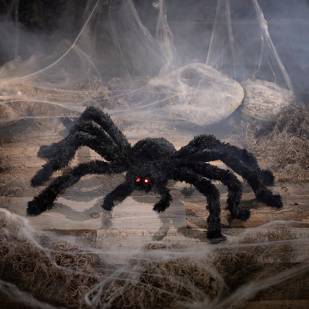 Morris Costumes 3 ft Light-Up Animated Wlaking Fuzzy Spider – Black